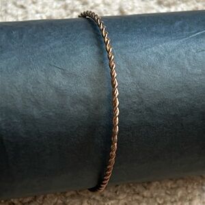 Women’s vintage dainty bronze twisted‎ wire bangle bracelet one size